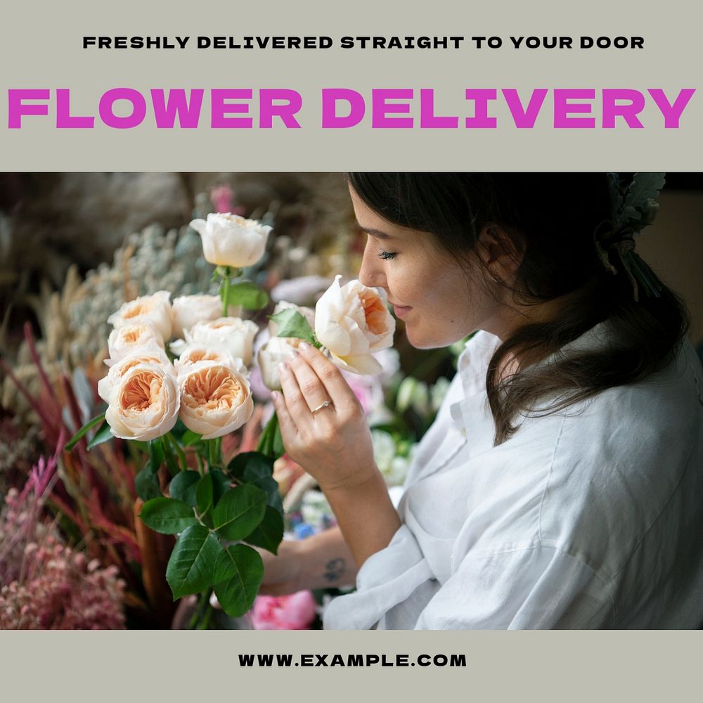 Flower delivery Instagram post template, editable design