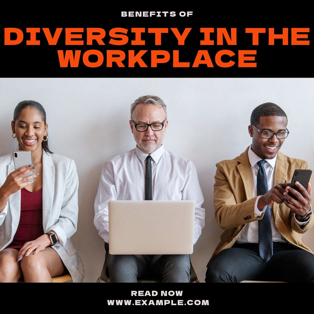 Diversity in the workplace Instagram post template, editable design