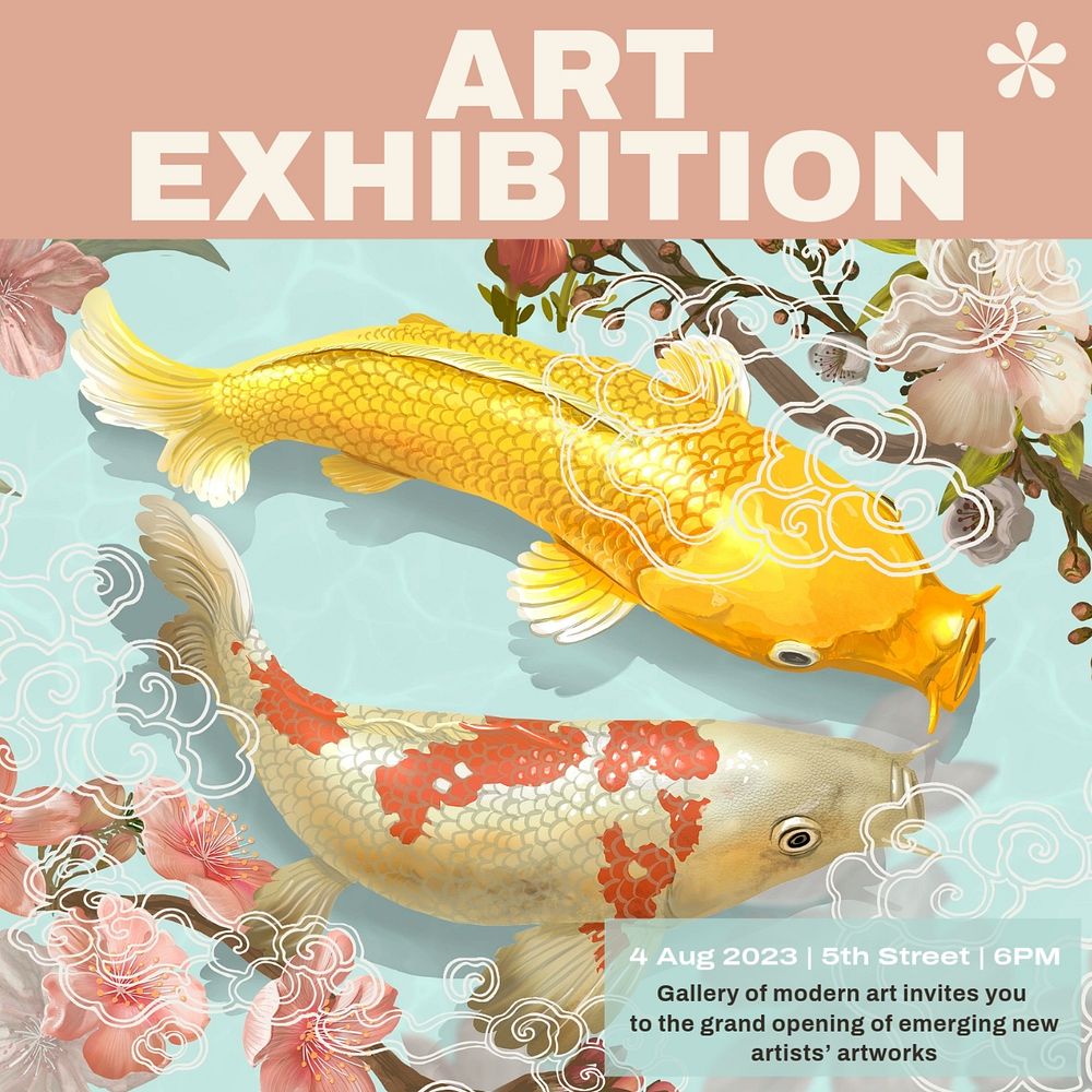 Art exhibition Instagram post template, editable design