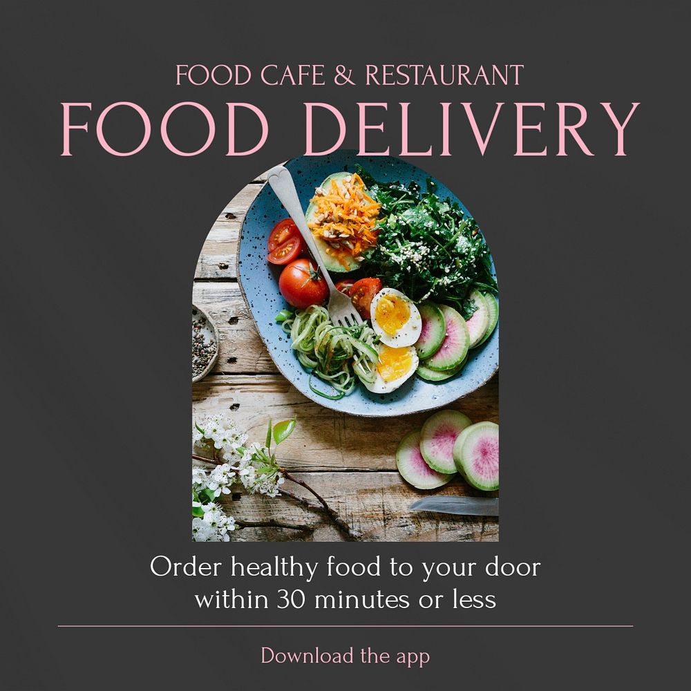 Food delivery Instagram post template, editable design