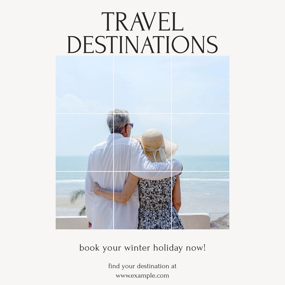 Travel destinations Instagram post template, editable design