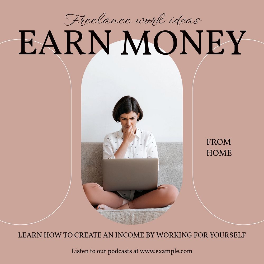 Earn money Instagram post template, editable design