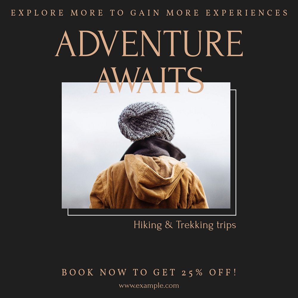 Hiking trips Instagram post template, editable design