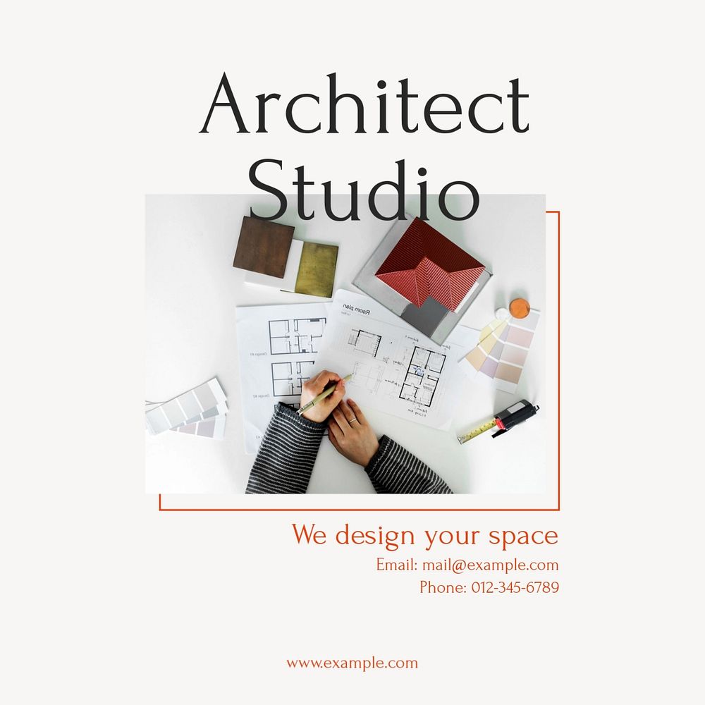 Architect studio Instagram post template, editable design