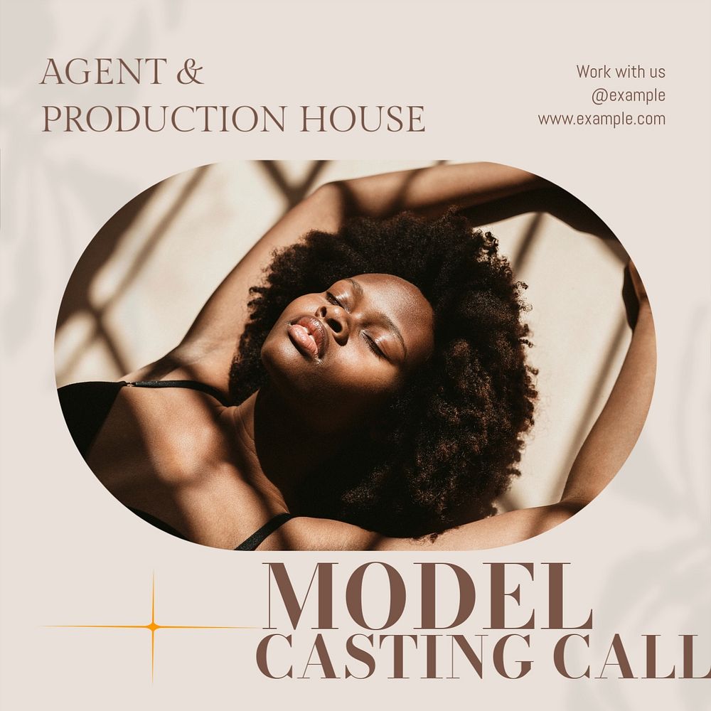 Model casting call Instagram post template, editable design