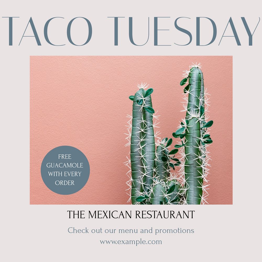 Taco Tuesday Instagram post template, editable design