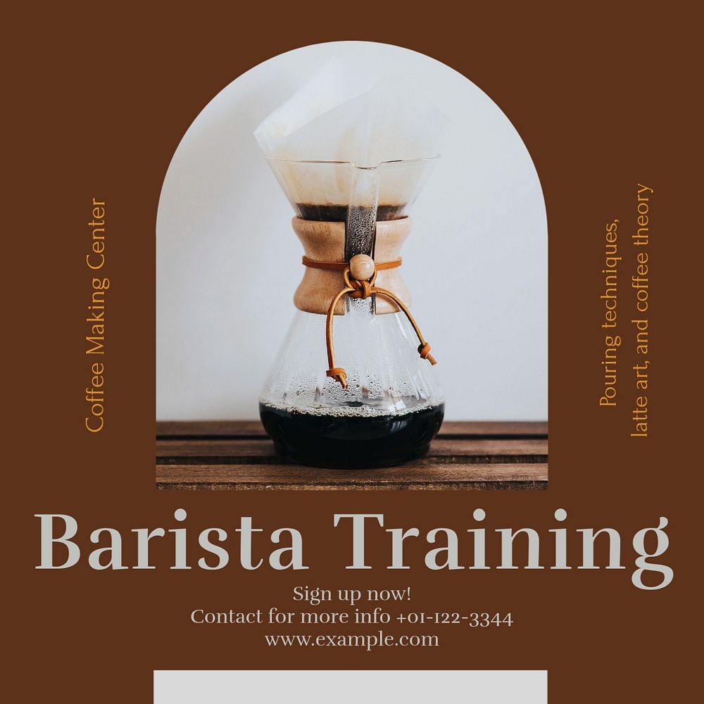 Barista training Instagram post template, editable design