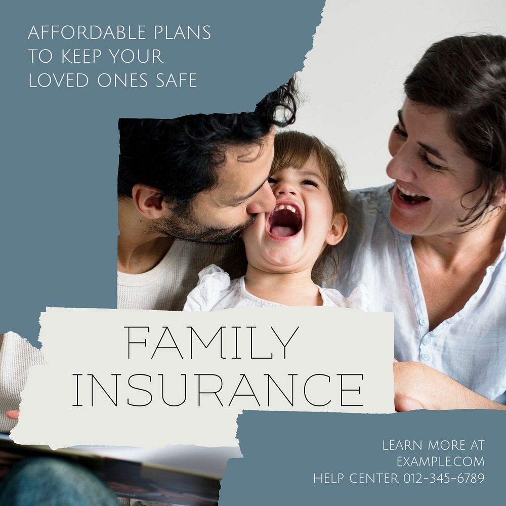 Family insurance Instagram post template, editable design