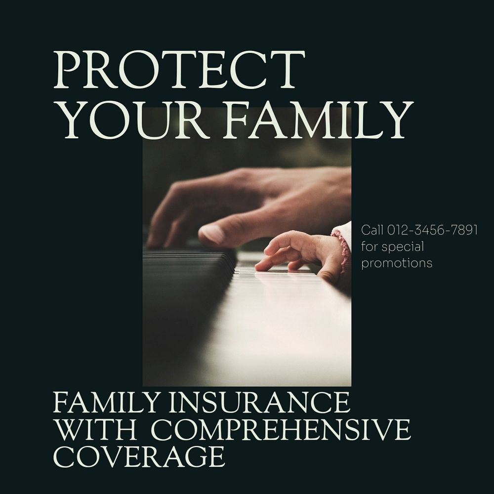 Family insurance Instagram post template, editable design