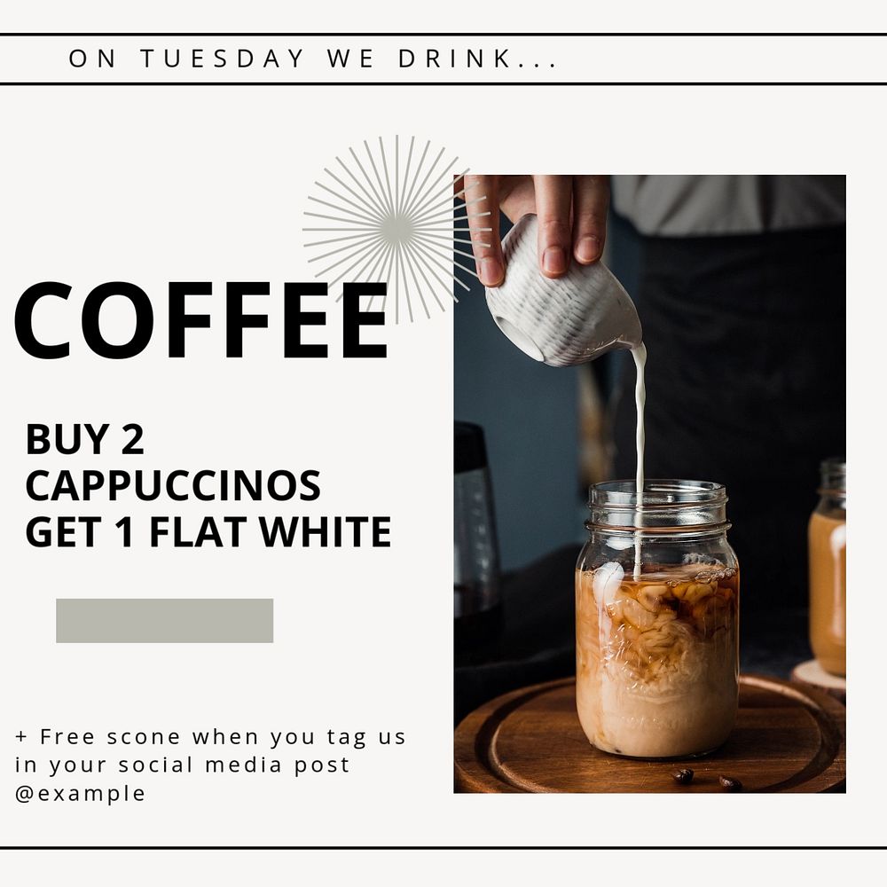 Coffee shop Instagram post template, editable design