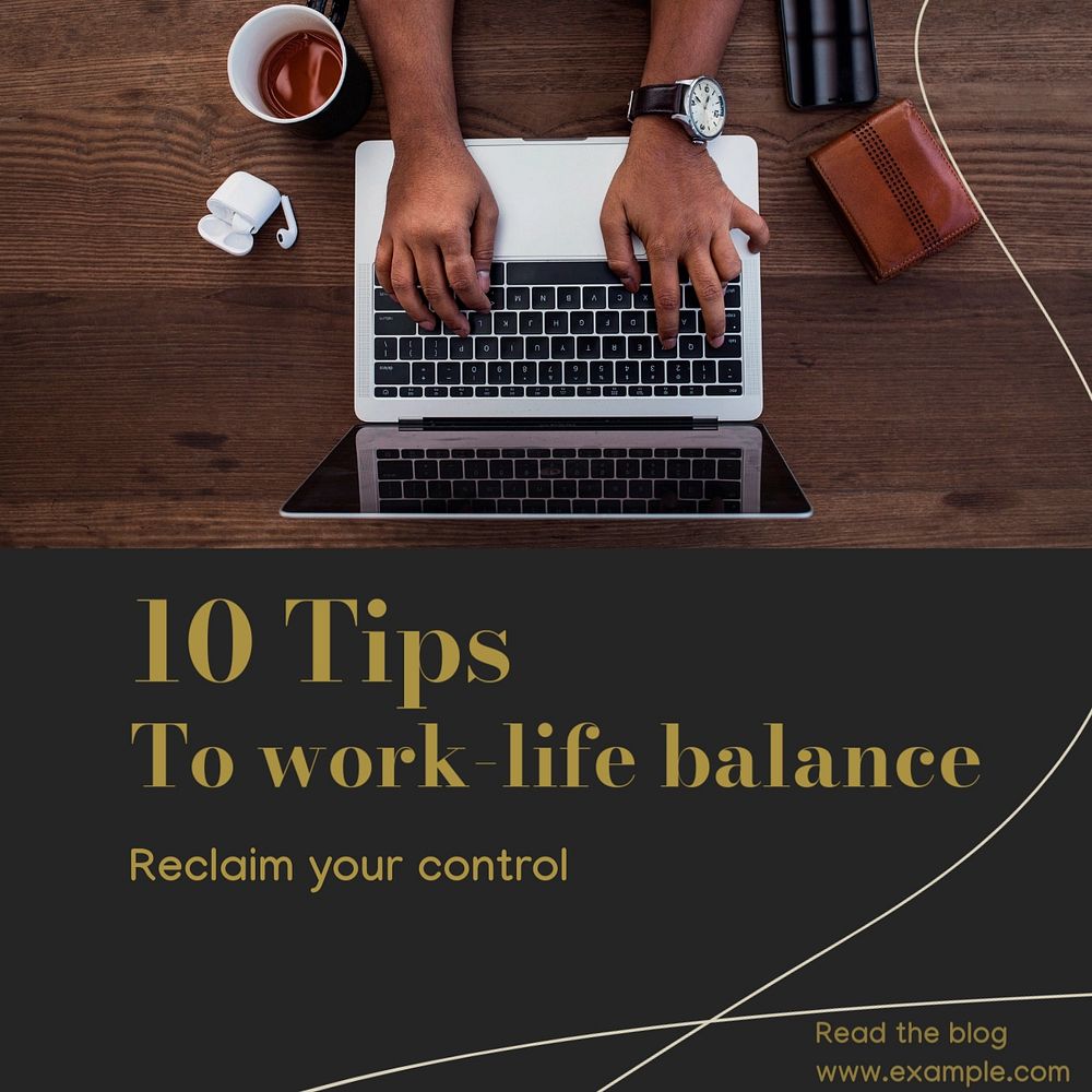 Work-life balance Instagram post template, editable design