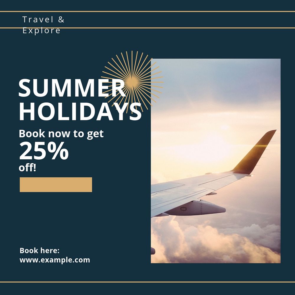 Summer trip Instagram post template, editable design