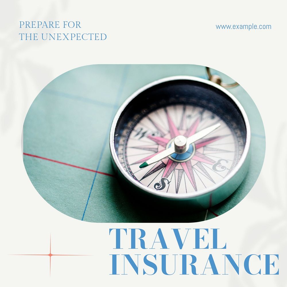 Travel insurance Instagram post template, editable design