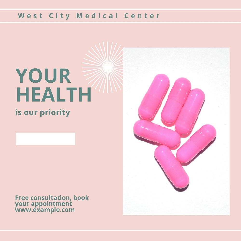 Medical Center Instagram post template, editable design