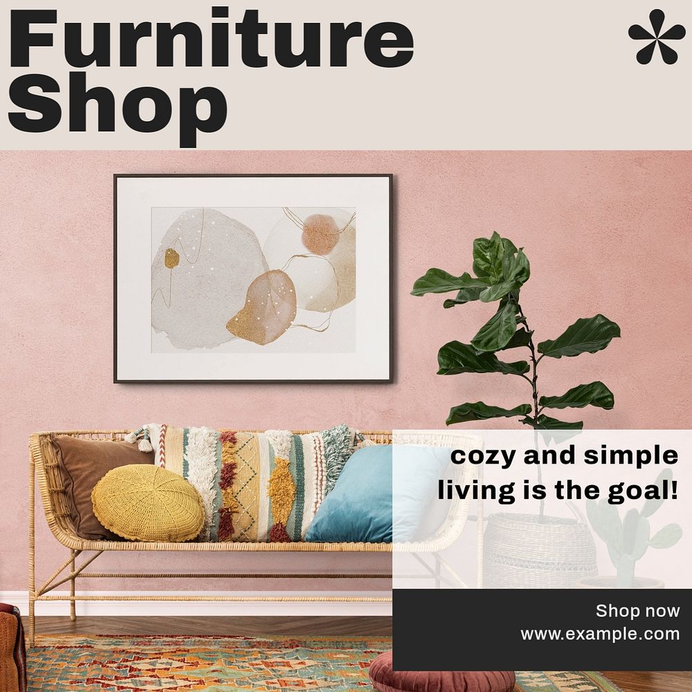 Furniture shop Instagram post template, Premium Editable Template rawpixel