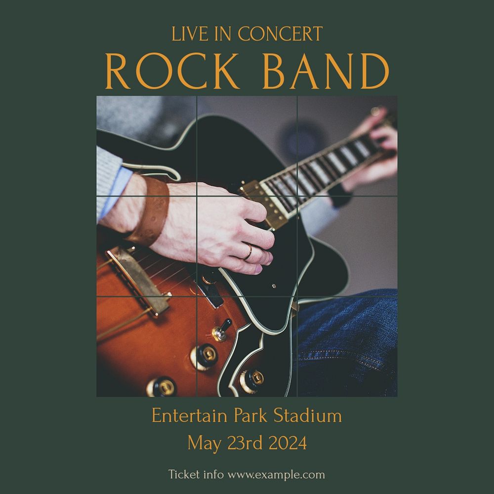 Live concert Instagram post template, editable design