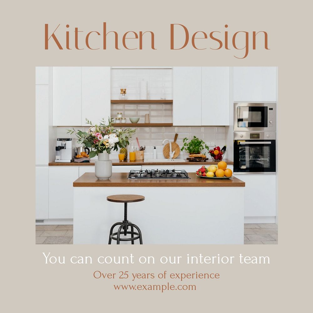 Kitchen design Instagram post template, editable design