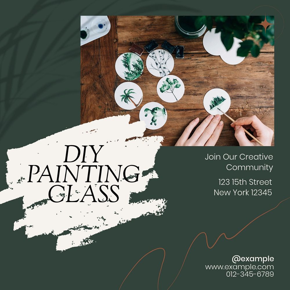 DIY paint class Instagram post template, editable design