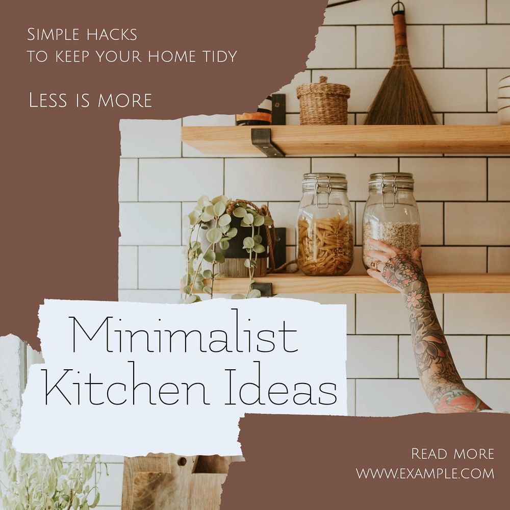 Kitchen interior Instagram post template, editable design