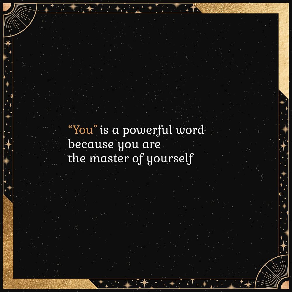 Horoscope quote Facebook post template, black and gold design 