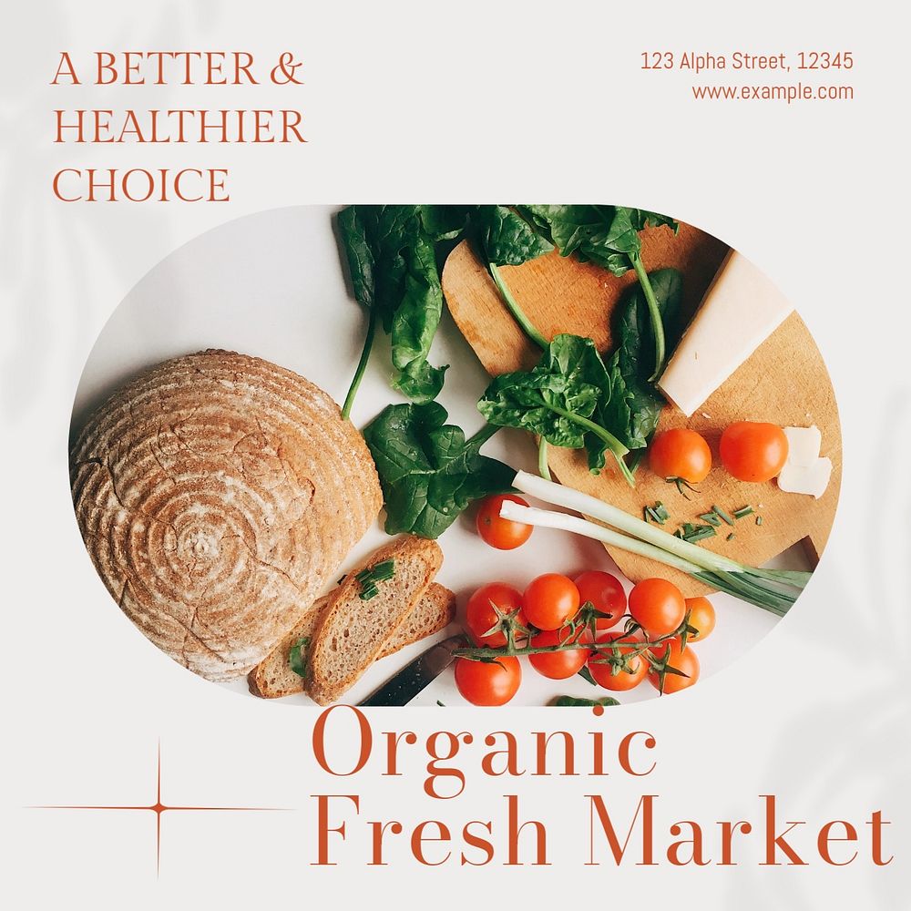 Organic fresh market Instagram post template, editable design