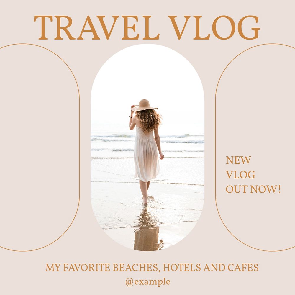 Travel vlog Instagram post template, editable design