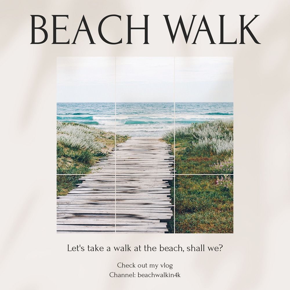 Beach Walk Instagram post template, editable design