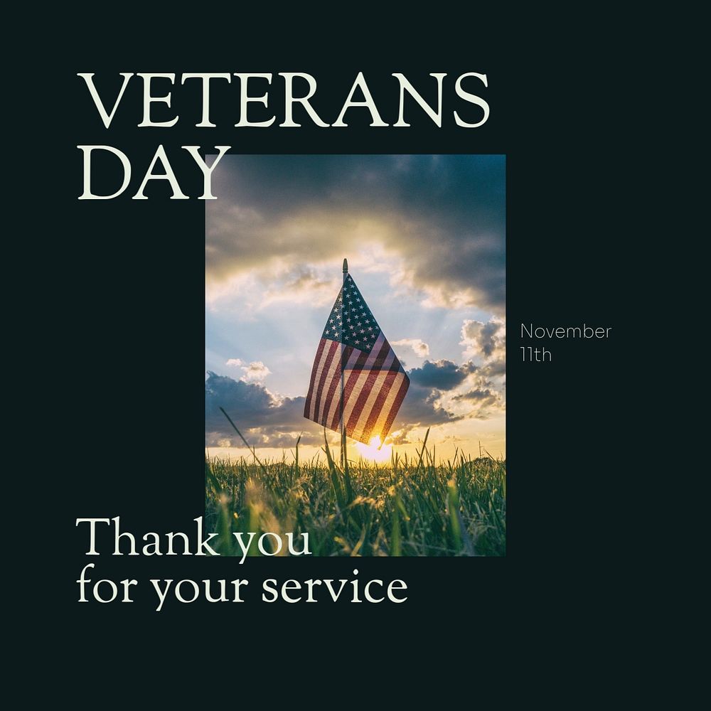 Veterans Day, USA Instagram post template, editable design