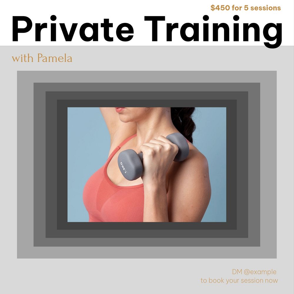 Private training Instagram post template, editable design