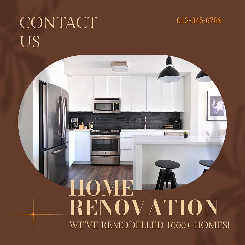 Home renovation service Instagram post template, editable design