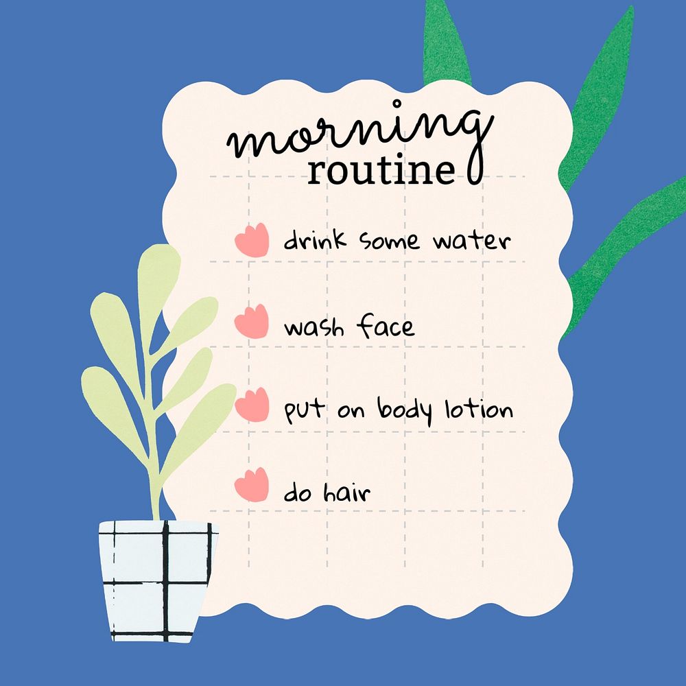 Routine checklist Instagram post template, cute self love design 