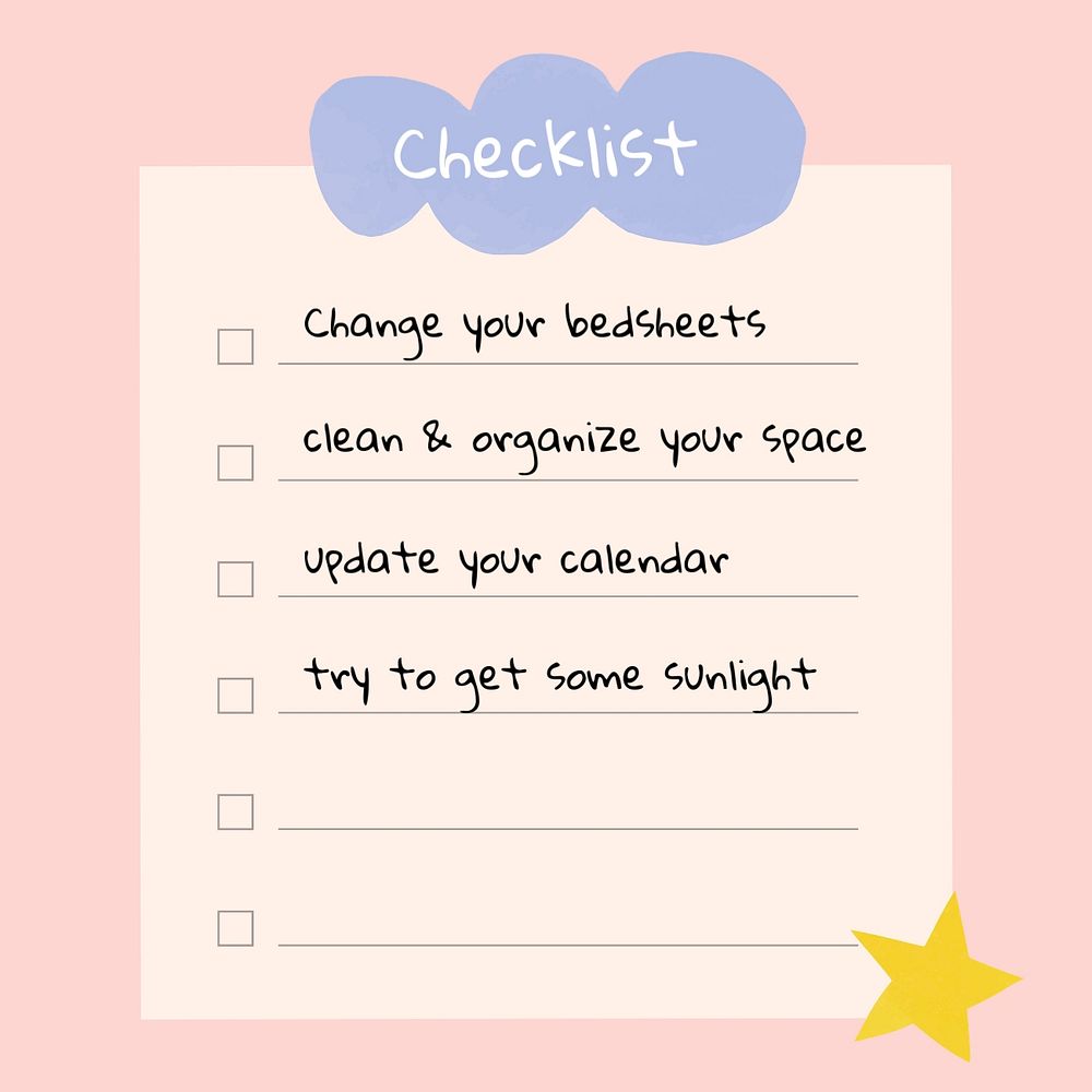 Checklist Instagram post template, cute self love design