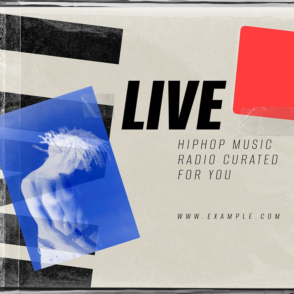 Hiphop music Instagram post template, retro future editable design