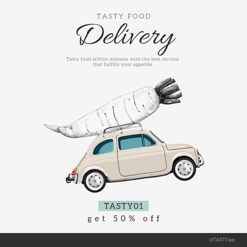 Food sale Instagram post template, delivery service 