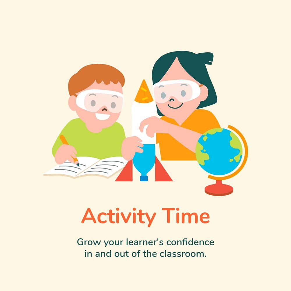 Educational activities Instagram post template, cute design