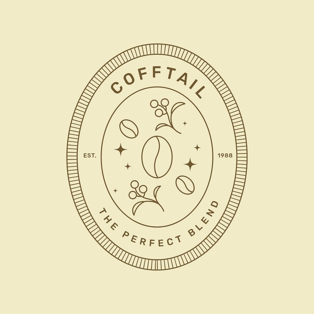 Coffee shop editable logo template, minimal line art