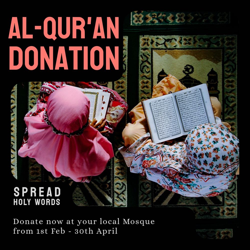 Quran donation Instagram ad template, editable text