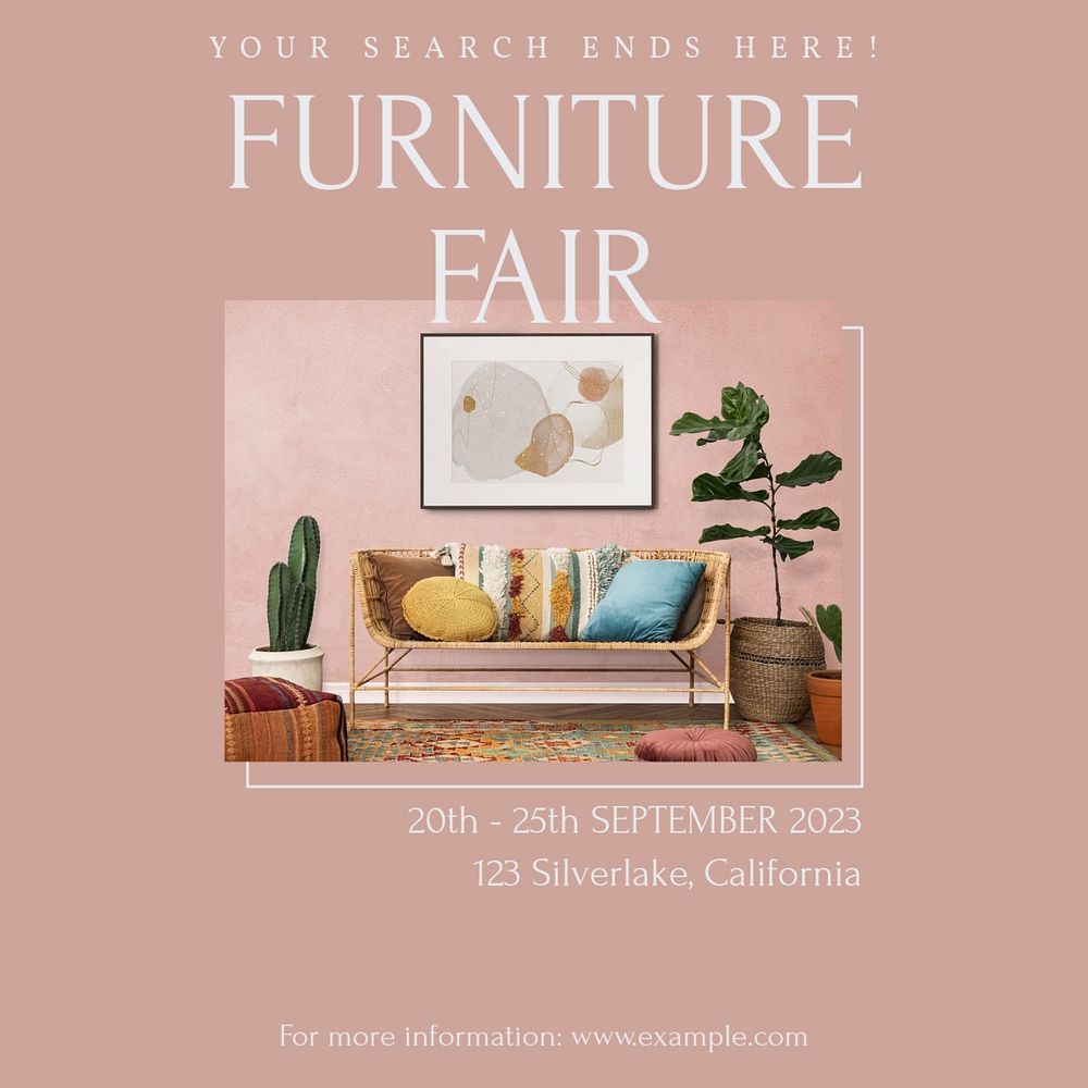 Furniture fair Instagram ad template, editable text