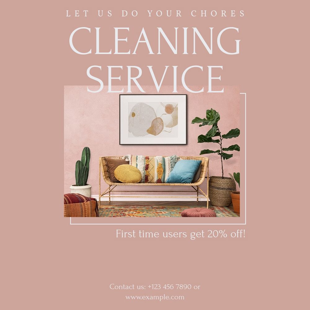 Cleaning service Instagram ad template, editable text