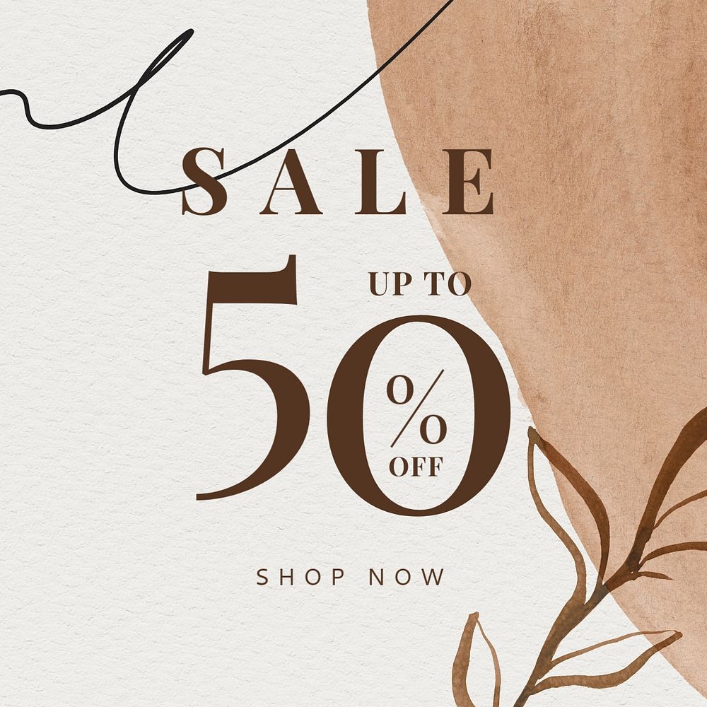 50% sale Instagram post template, editable watercolor design