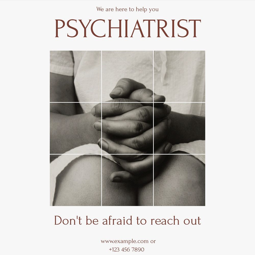 Psychiatrist Instagram ad template, editable text