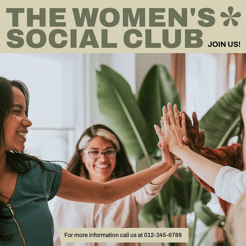 Women social club Instagram ad template, editable text