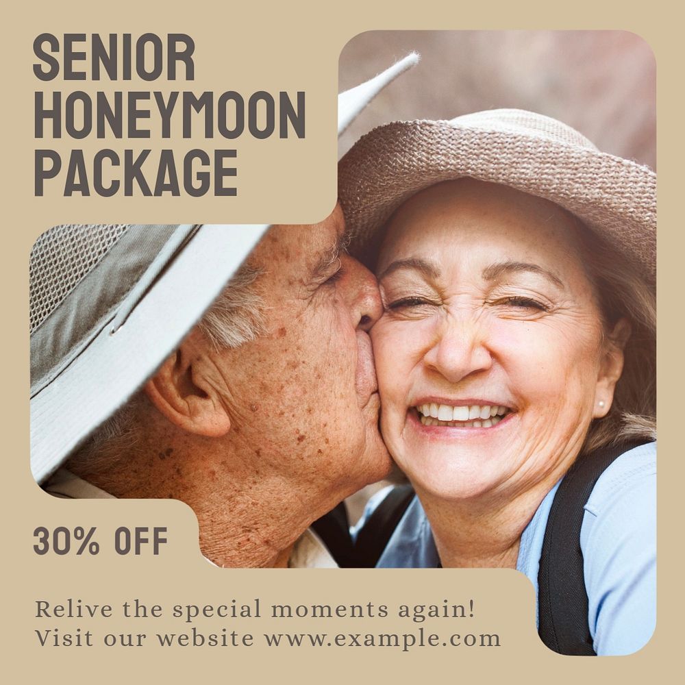 Senior honeymoon Instagram ad template, editable text