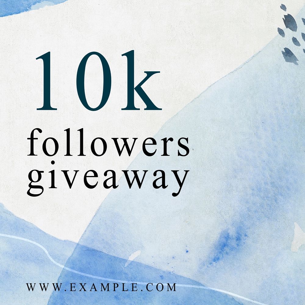 Follower giveaway Instagram post template, customizable watercolor design