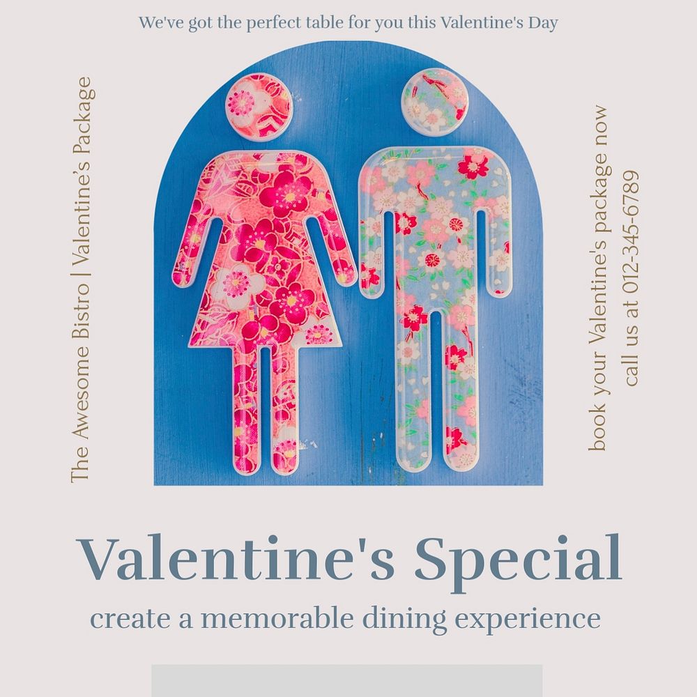 Valentine's restaurant Instagram ad template, editable text