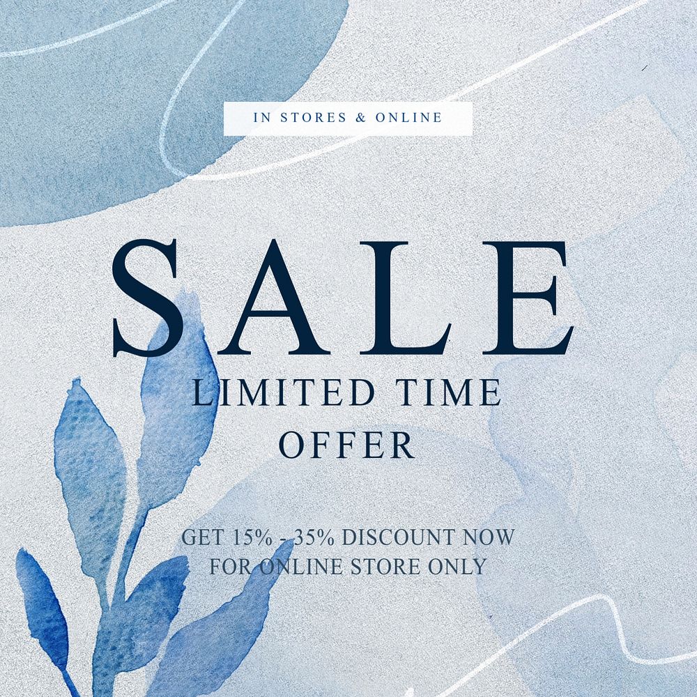 Limited sale Instagram post template, customizable watercolor design