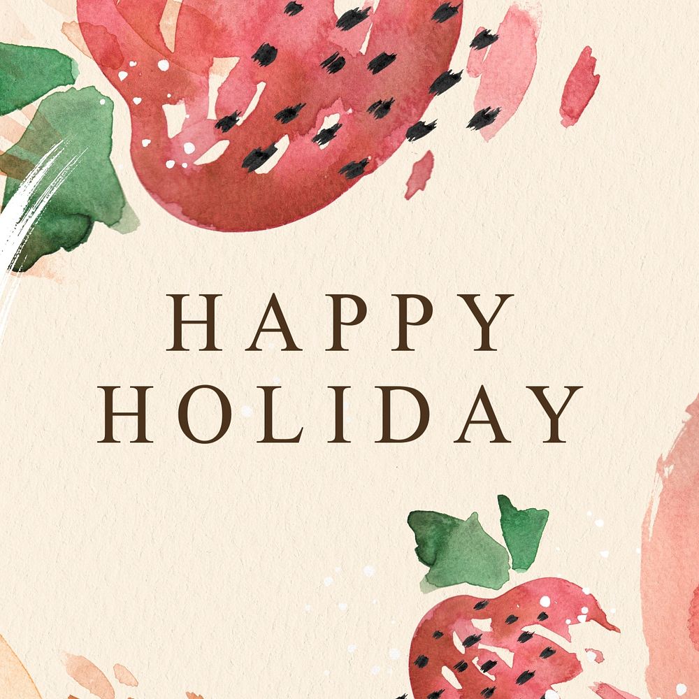 Holiday greeting Instagram post template, customizable watercolor design