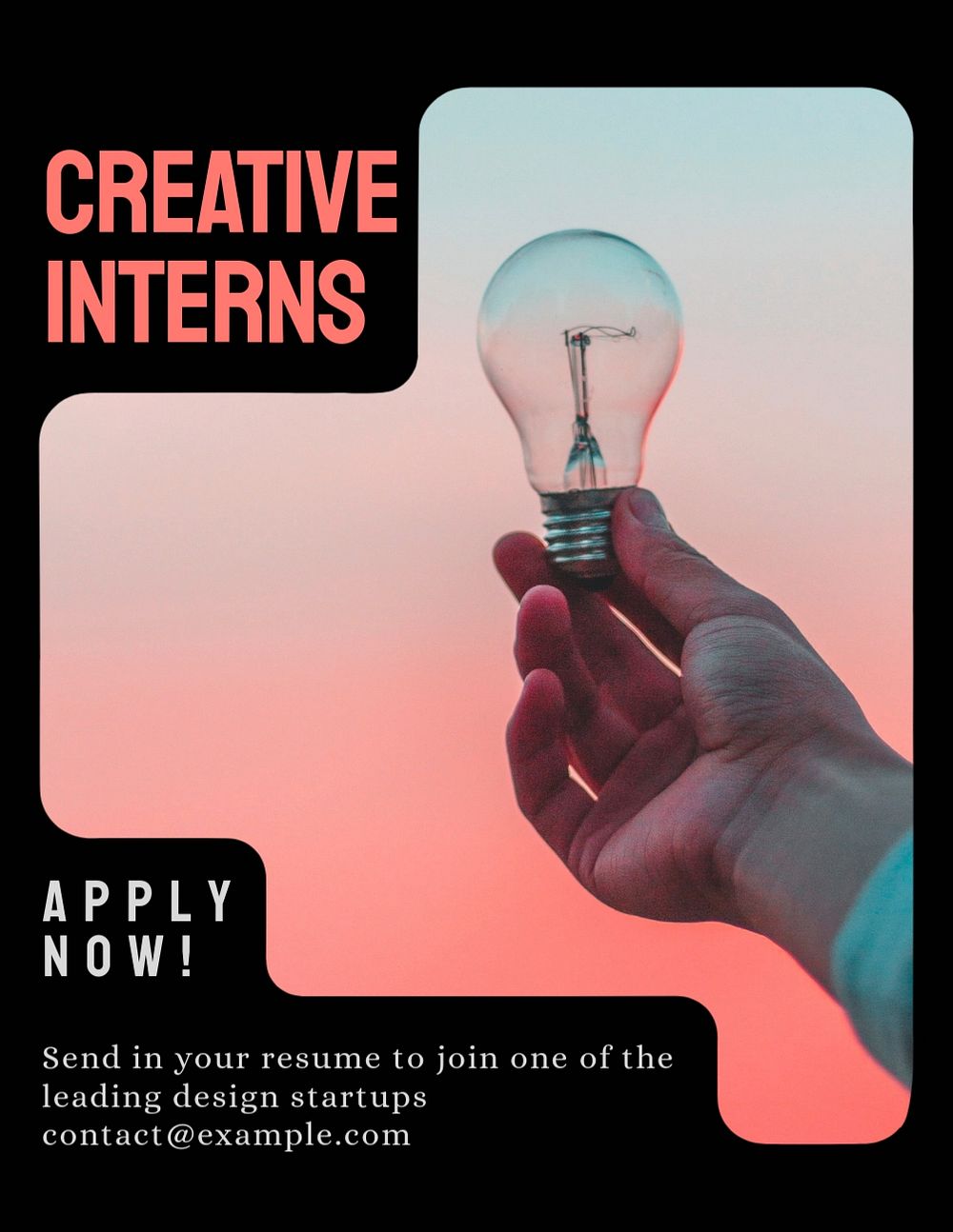 Creative interns recruitment  flyer, editable template