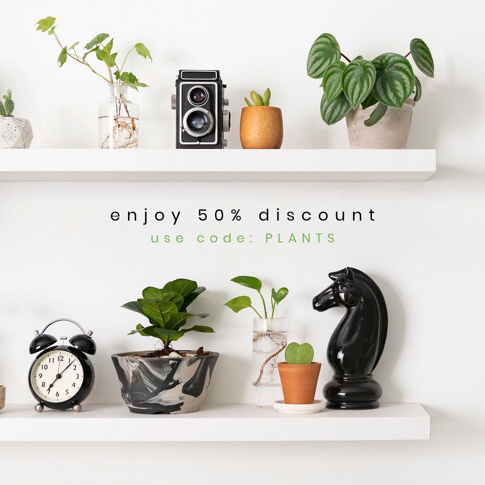 Plant shop Instagram post template, editable sale design