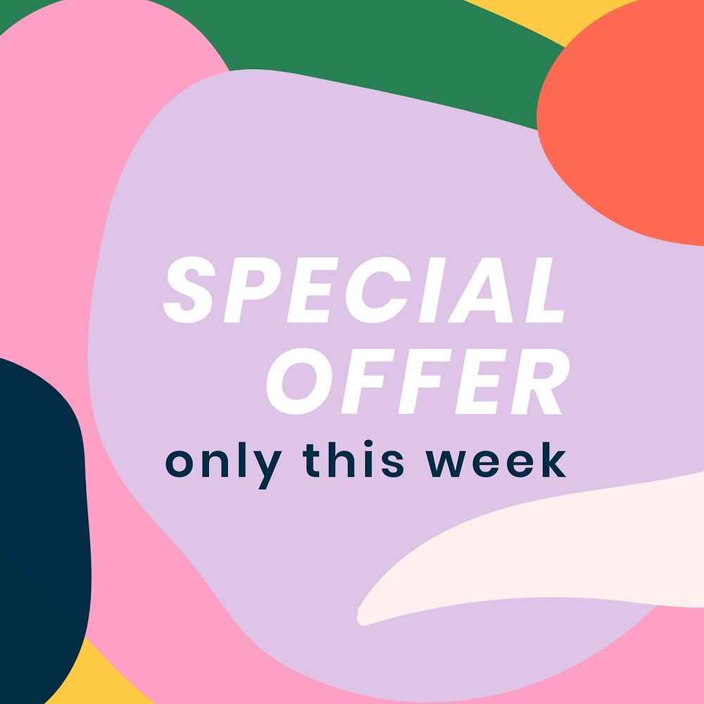 Special offer Instagram post template, editable modern Memphis design